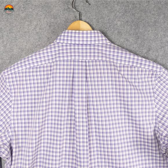 Banana Republic Dress Shirt Purple Plaid Classic Fit Long Sleeve Men's Large - Picture 4 of 10